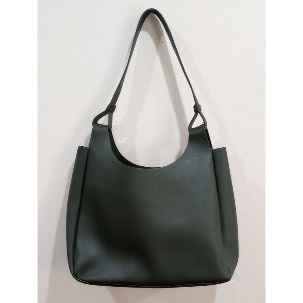 Neiman Marcus Vegan Leather Olive Green Open Tote Bag/Shoulder Purse - NWOT!
